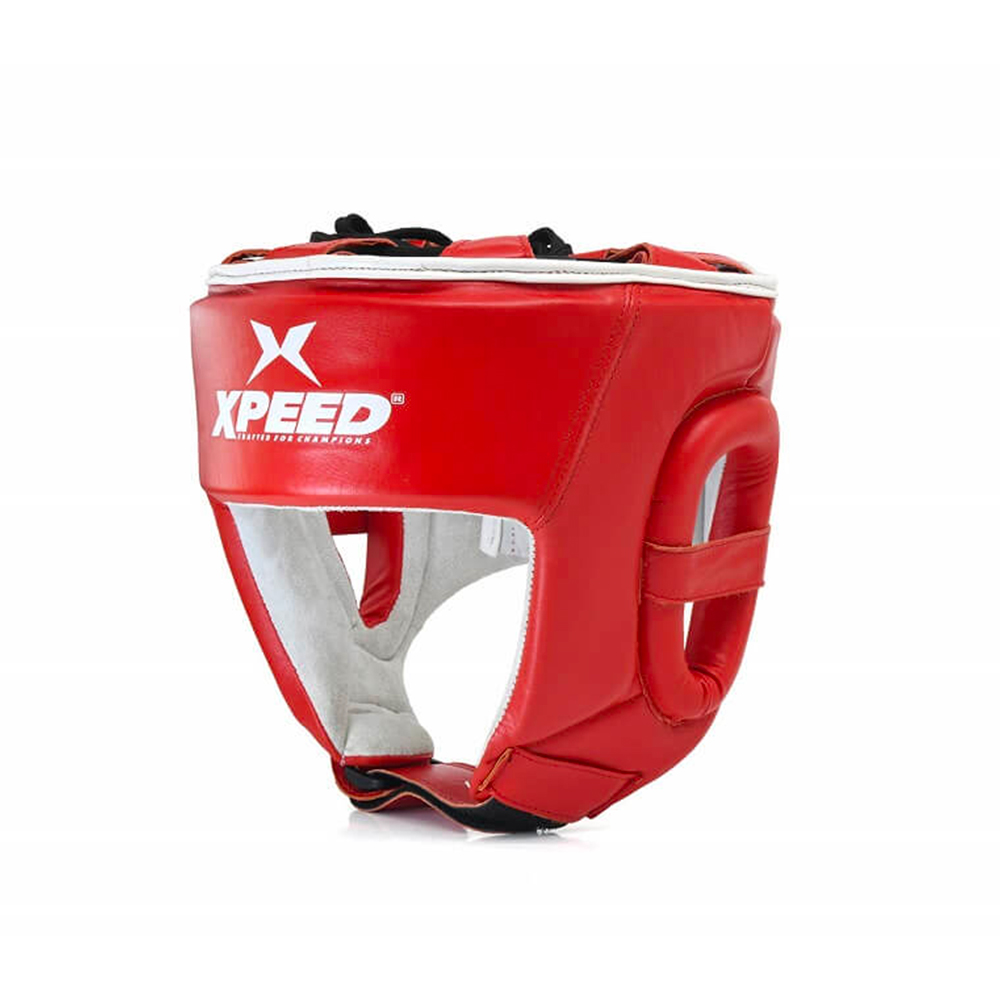 Xpeed Xp103 Leather Contest Headguard (Red)